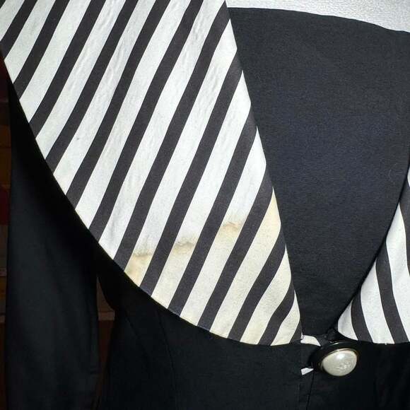 Vintage Joseph Ribkoff Black & White Striped Button-Front Midi Dress, Size 8 - Picture 3 of 7